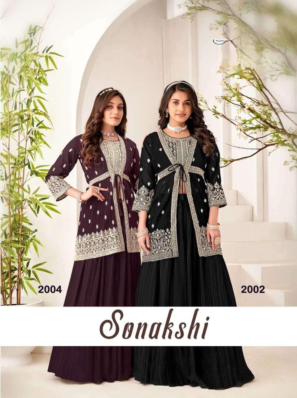 LASHKARA sonakshi DESIGNER JORJET SHRUG SET WITH SKIRT & EMBROIDERY