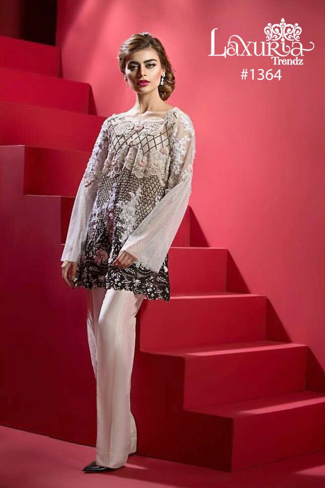 laxuria 1364 designer satin organza suit 