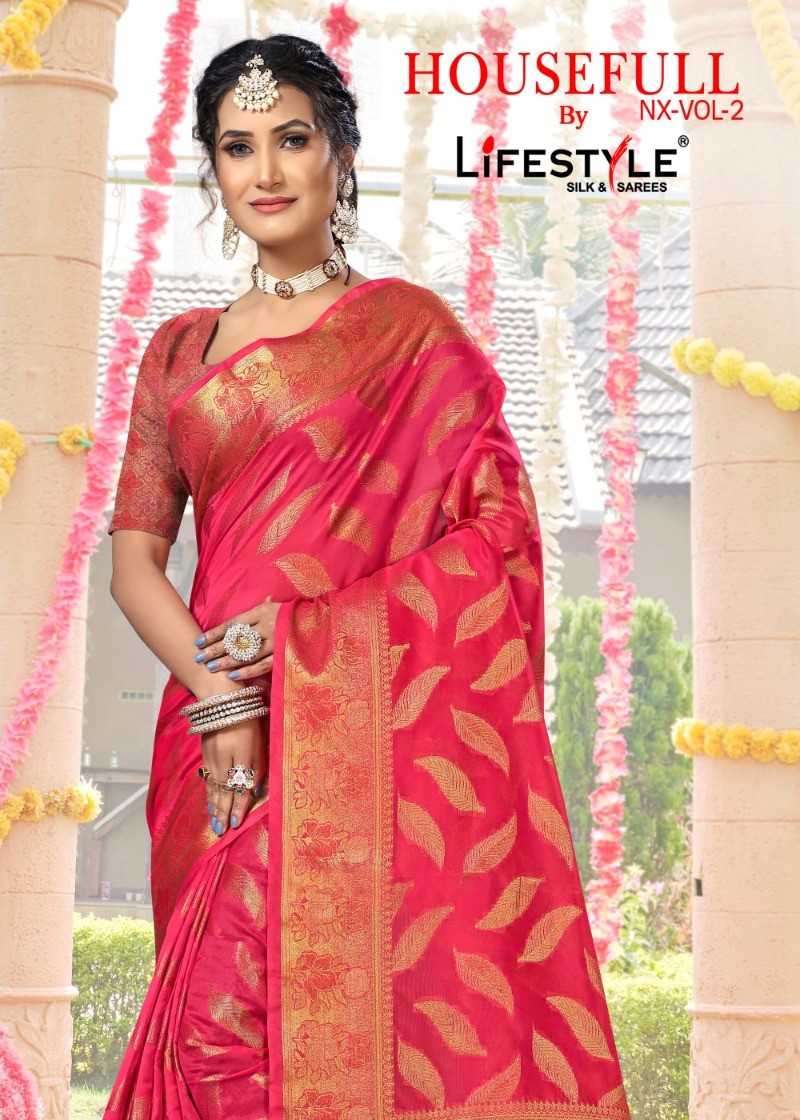 lifestyle housefull nx vol 2 series 28231-28236 organza rich pallu saree