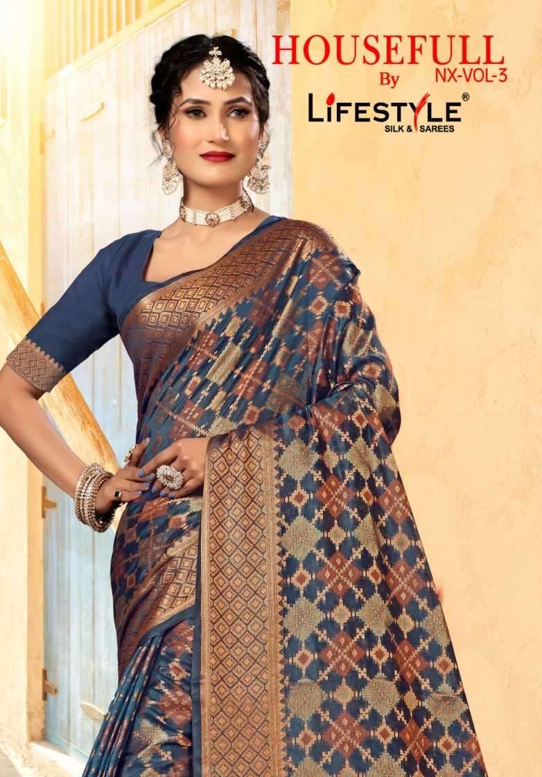 lifestyle housefull nx vol 3 series 27961-27966 organza saree