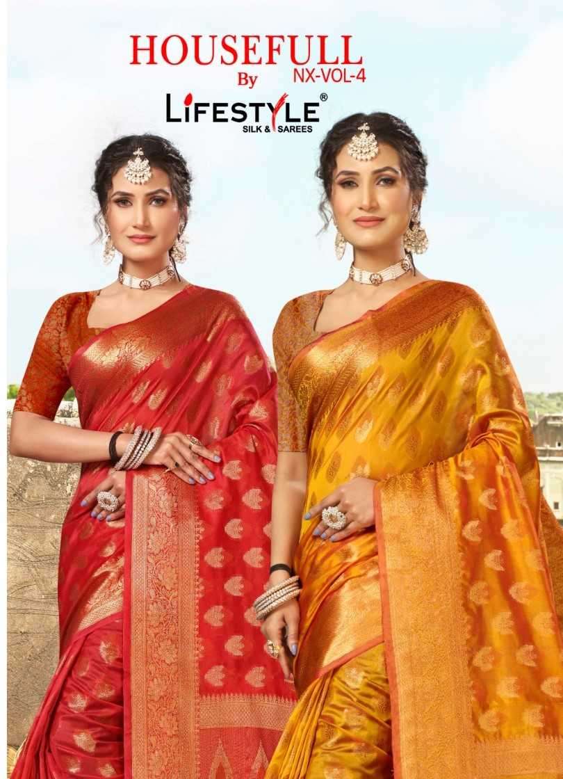 lifestyle housefull nx vol 4 series 28101-2106 organza saree