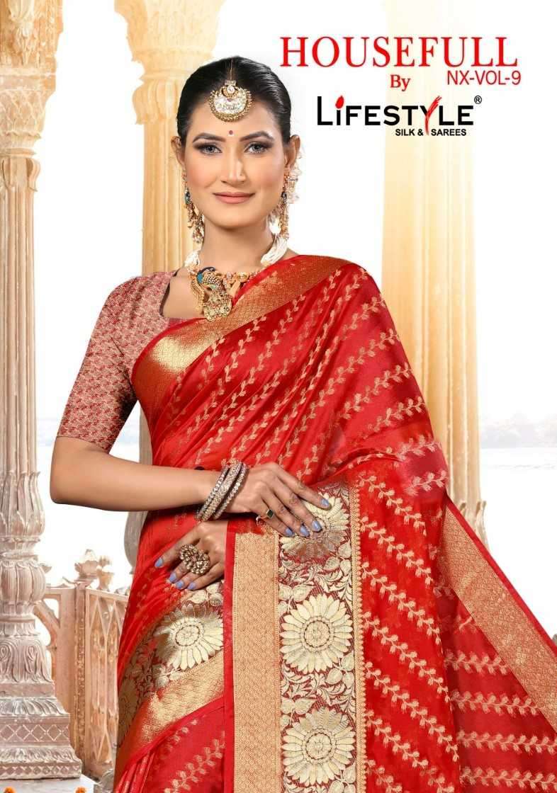lifestyle housefull nx vol 9 series 28281-28286 organza saree
