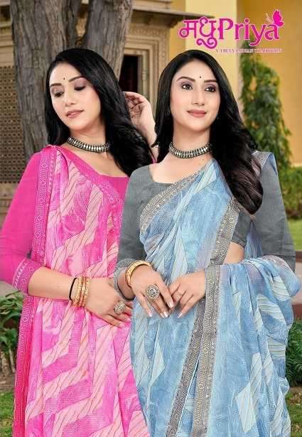 madhupriya amazia 9 series 9001-9008 dani sarmili fancy print saree