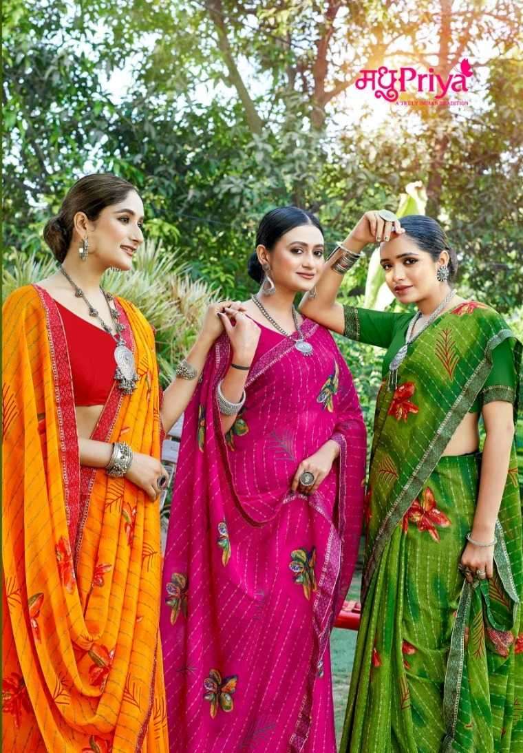 madhupriya popcorn series 1001-1008 sarmili fancy print saree