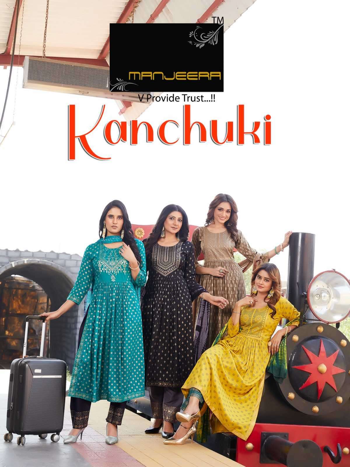 manjeera kanchuki series 01-08 Two tone Gold print readymade suit 