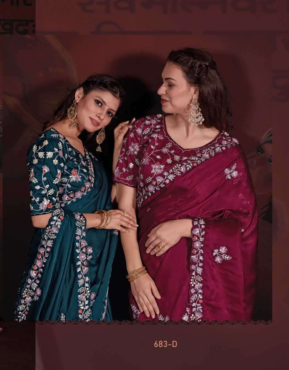 mehak 683a-683f Pure Satin Georgette Blooming Fabric saree