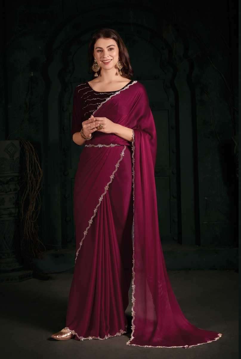 mehak 722a - 722f Pure Satin Chiffon Blooming saree