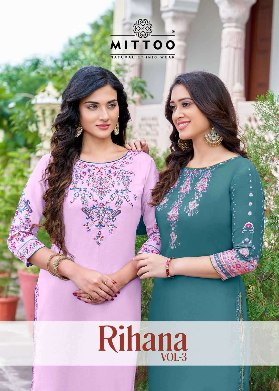 mittoo rihanaaa vol 3 series 1001-1006 Heavy Rayon kurti