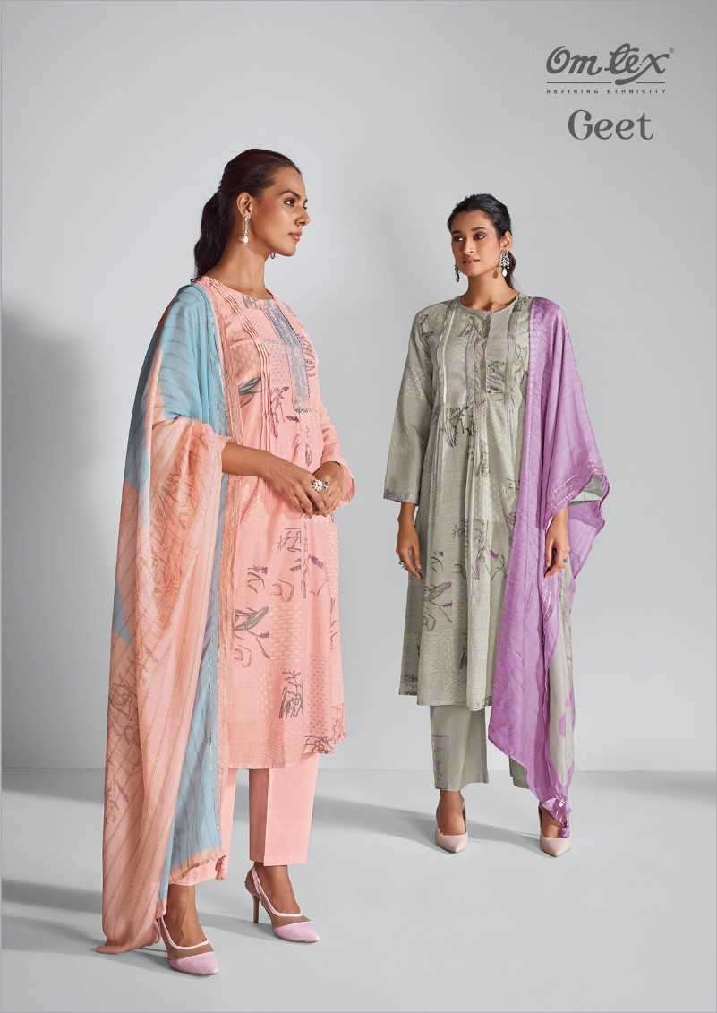 omtex geet series 5021 muslin linen digital print suit 