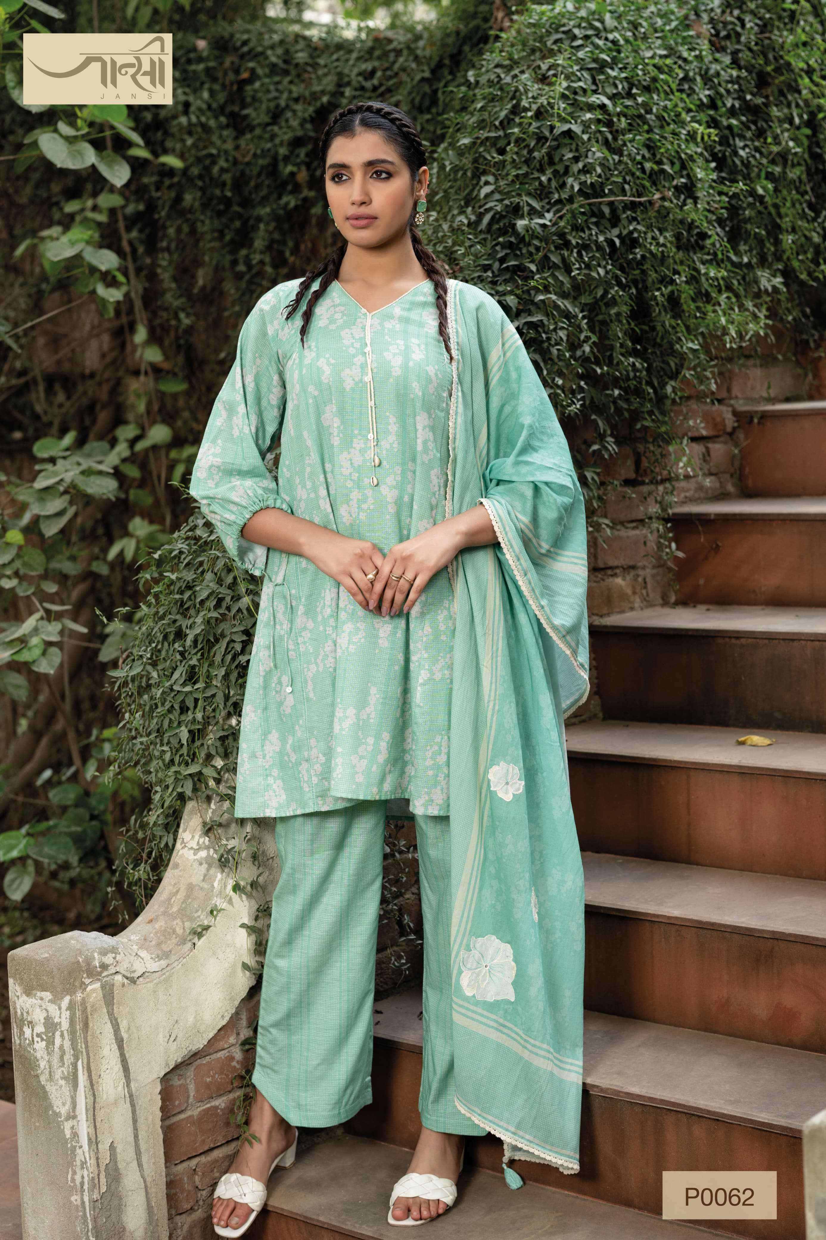 omtex jansi p0062 pure linen readymade suit 