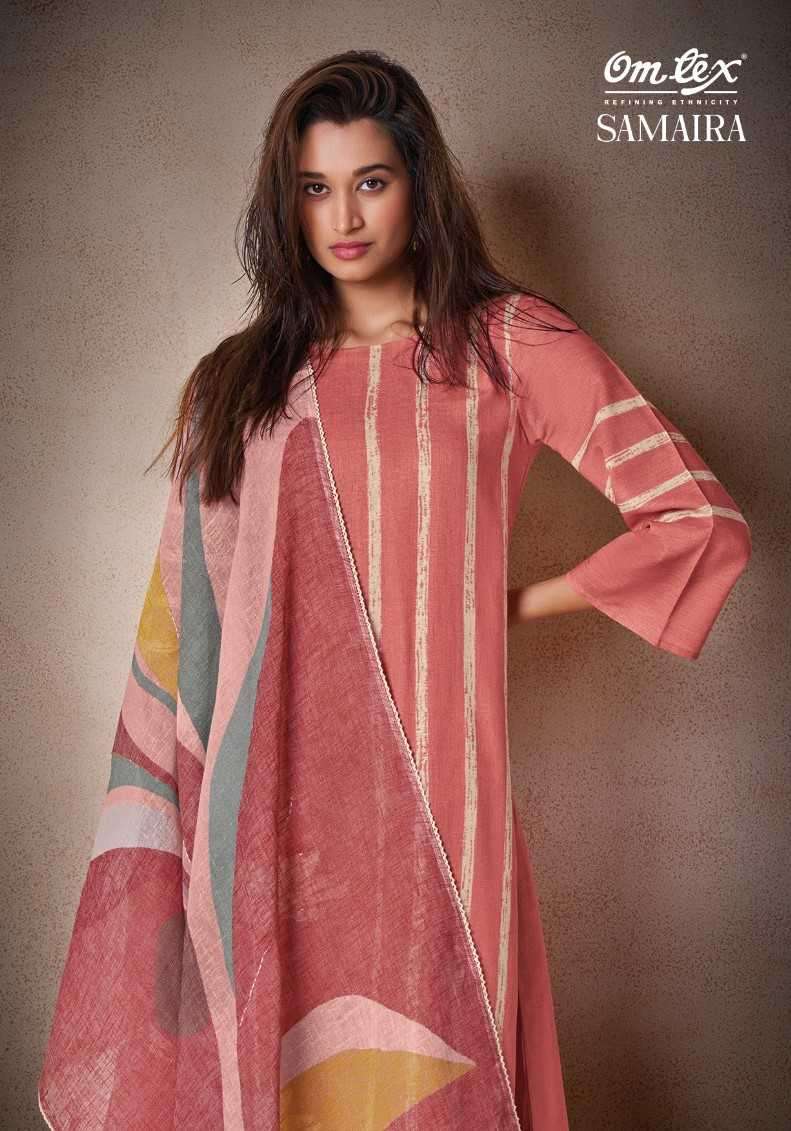 omtex samaira series 5211 linen cotton digital print suit 
