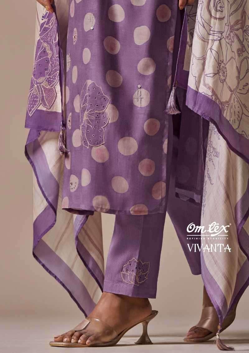 omtex vivanta series 5131 daisy silk digital print suit 