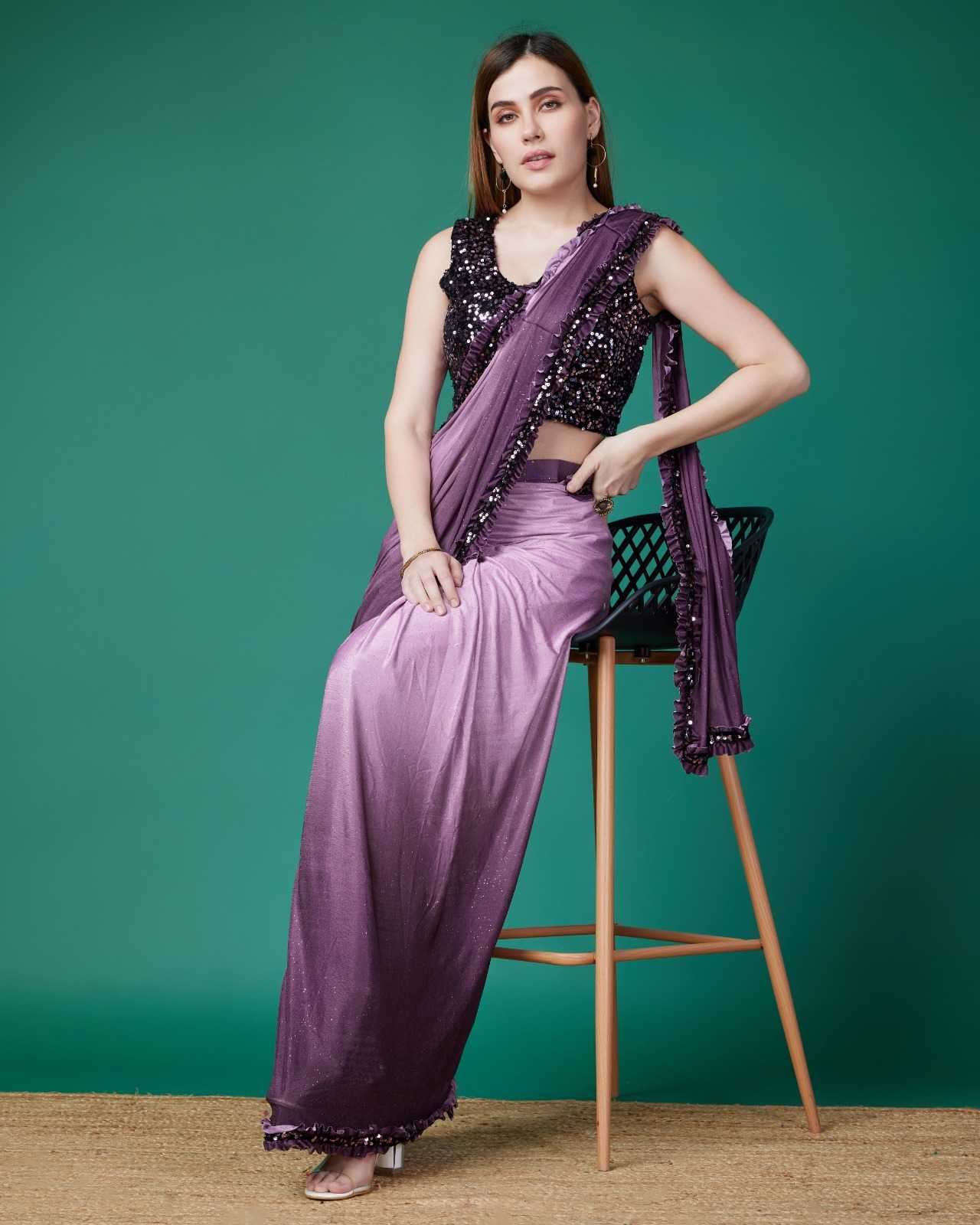p r 101714 ombre imported sequin border ready to wear saree 