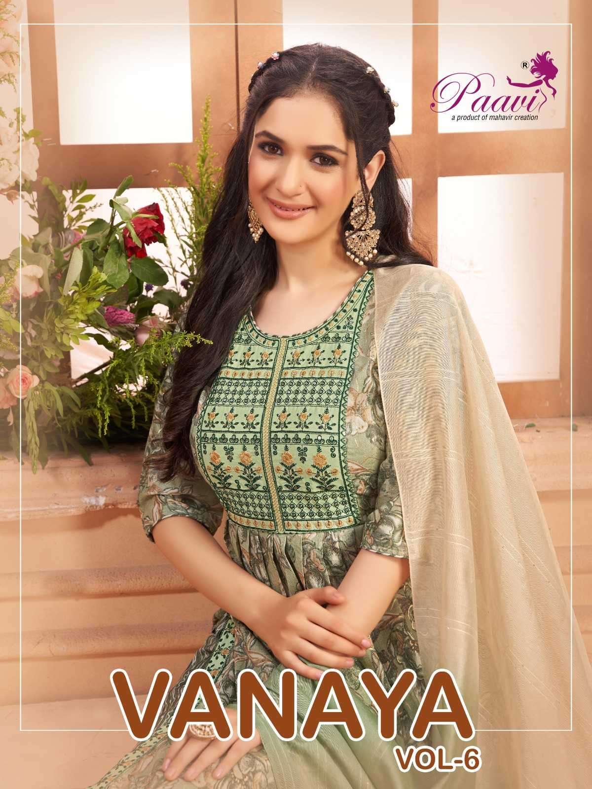 paavi vanya vol 6 series 1001-1008 rayon capsule print readymade suit 