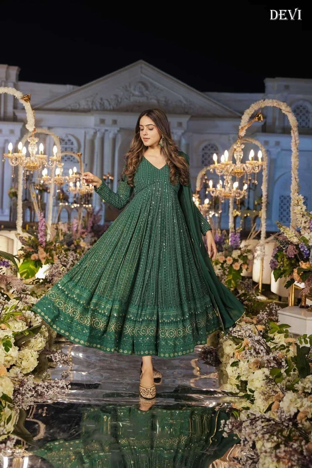 pr aayaa devi vol 1 series 101-103 faux georgette gown with dupatta 