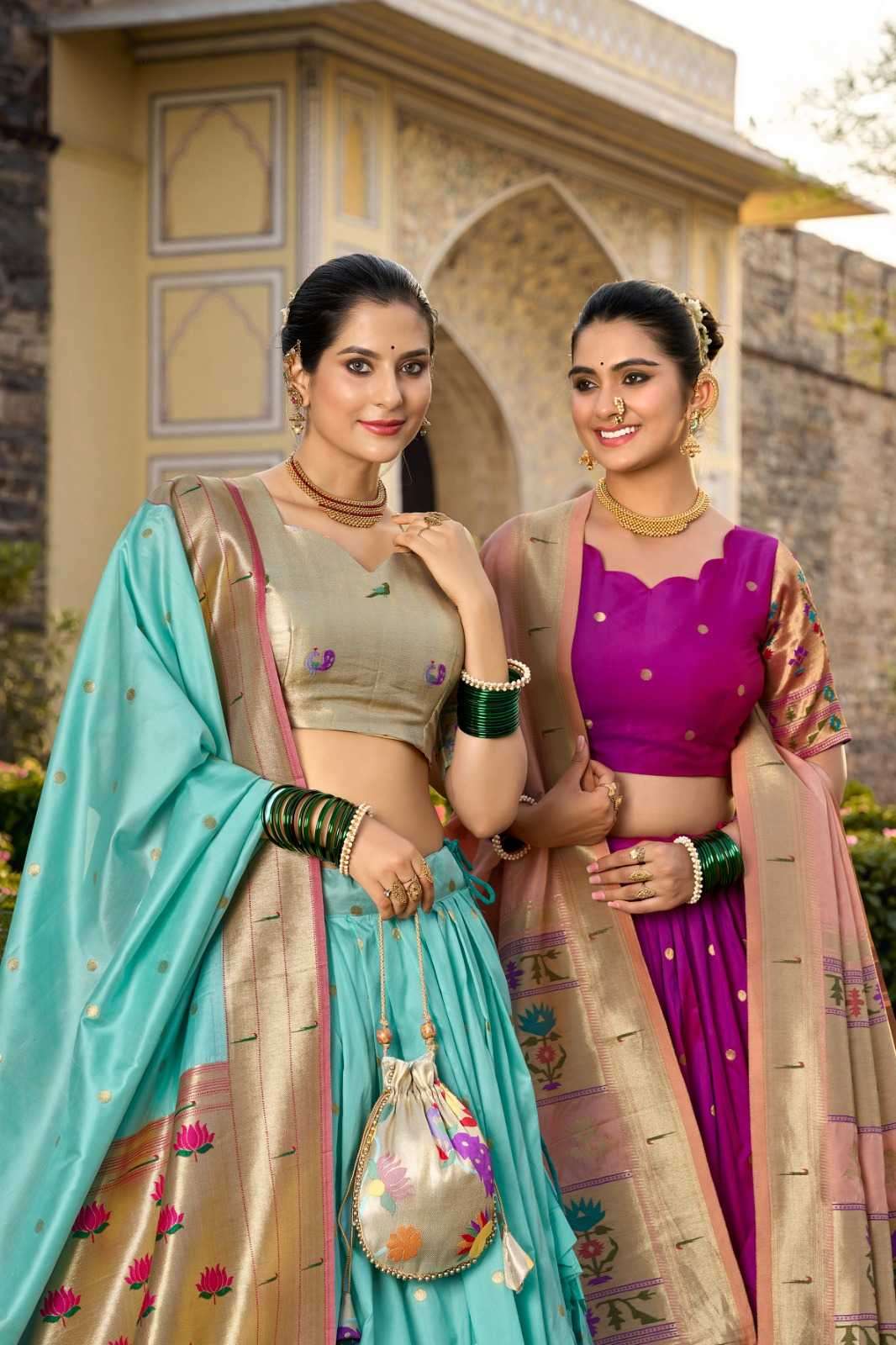 pr lnb2021 Jacquard Silk Paithani Weaving Zari Work Lehenga 