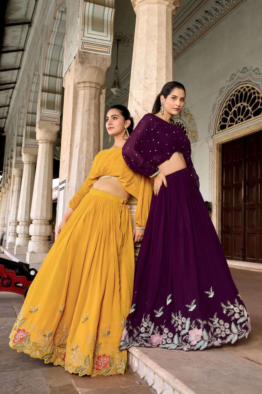 pr nnk1118 Georgette Sequins and Thread Embroidery Work lehenga