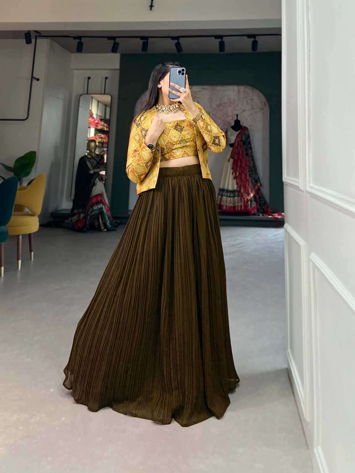 pr nnk112mnd fullstitched georgette skirt top with koti single design