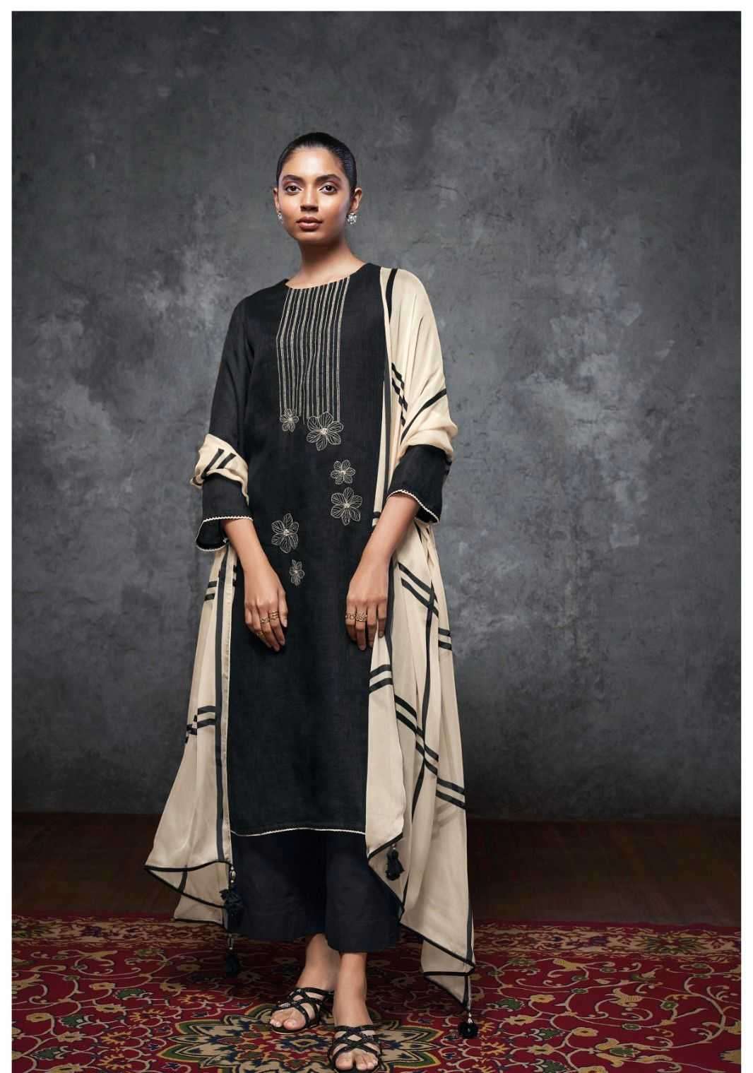 pr shurooq linen embroidery work unstitch salwar suit