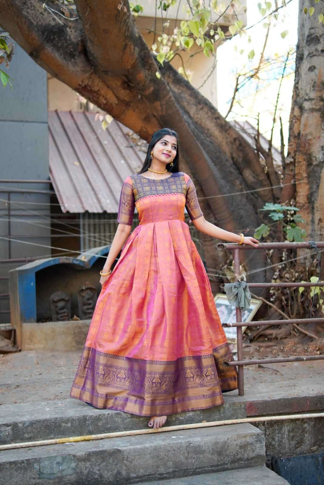 pr ynf5311 festive wear stitched kanjivaram wholesale gown in surat 