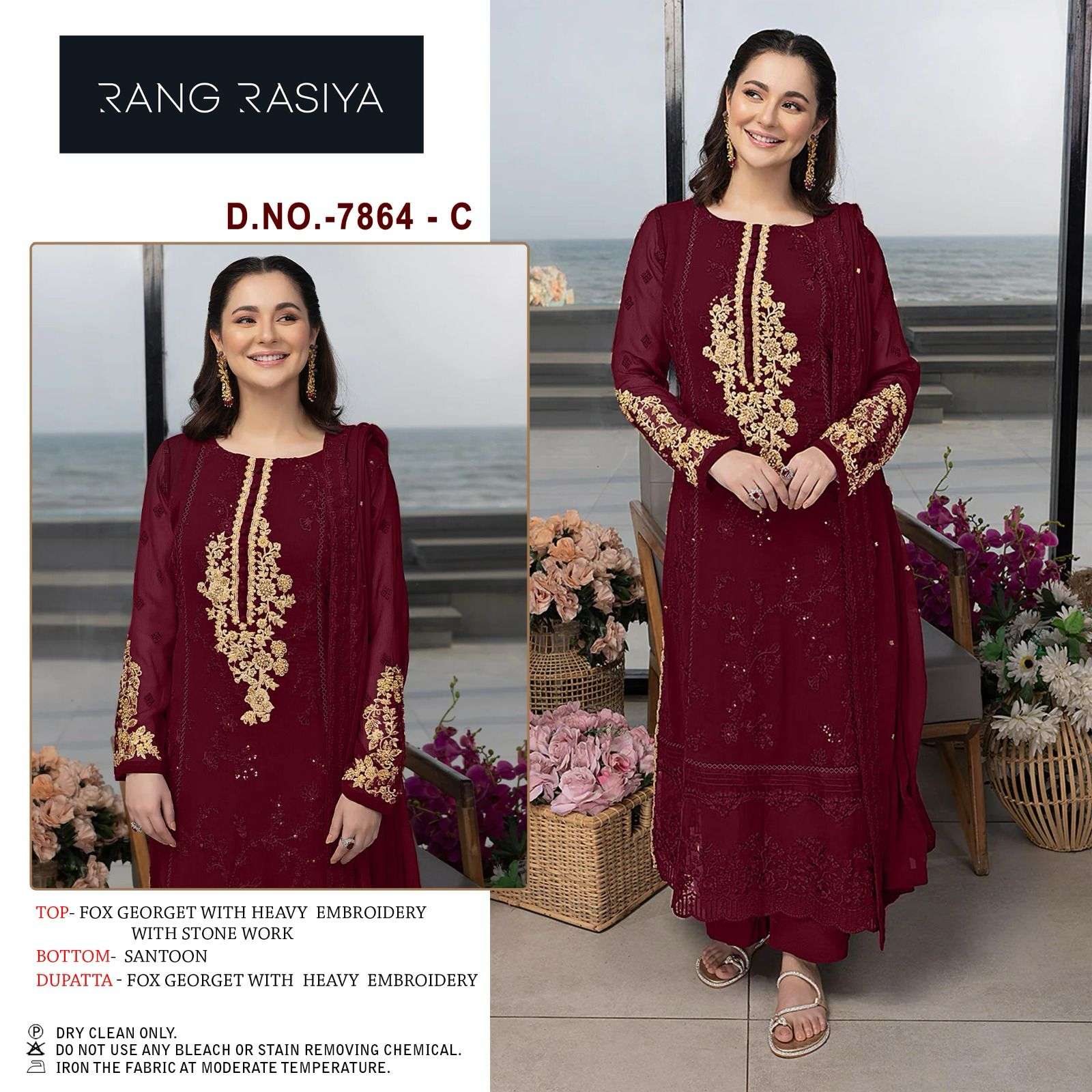 RANG RASIYA RR-7864-C COLORS designer FOX GEORGETTE EMBROIDERED suit