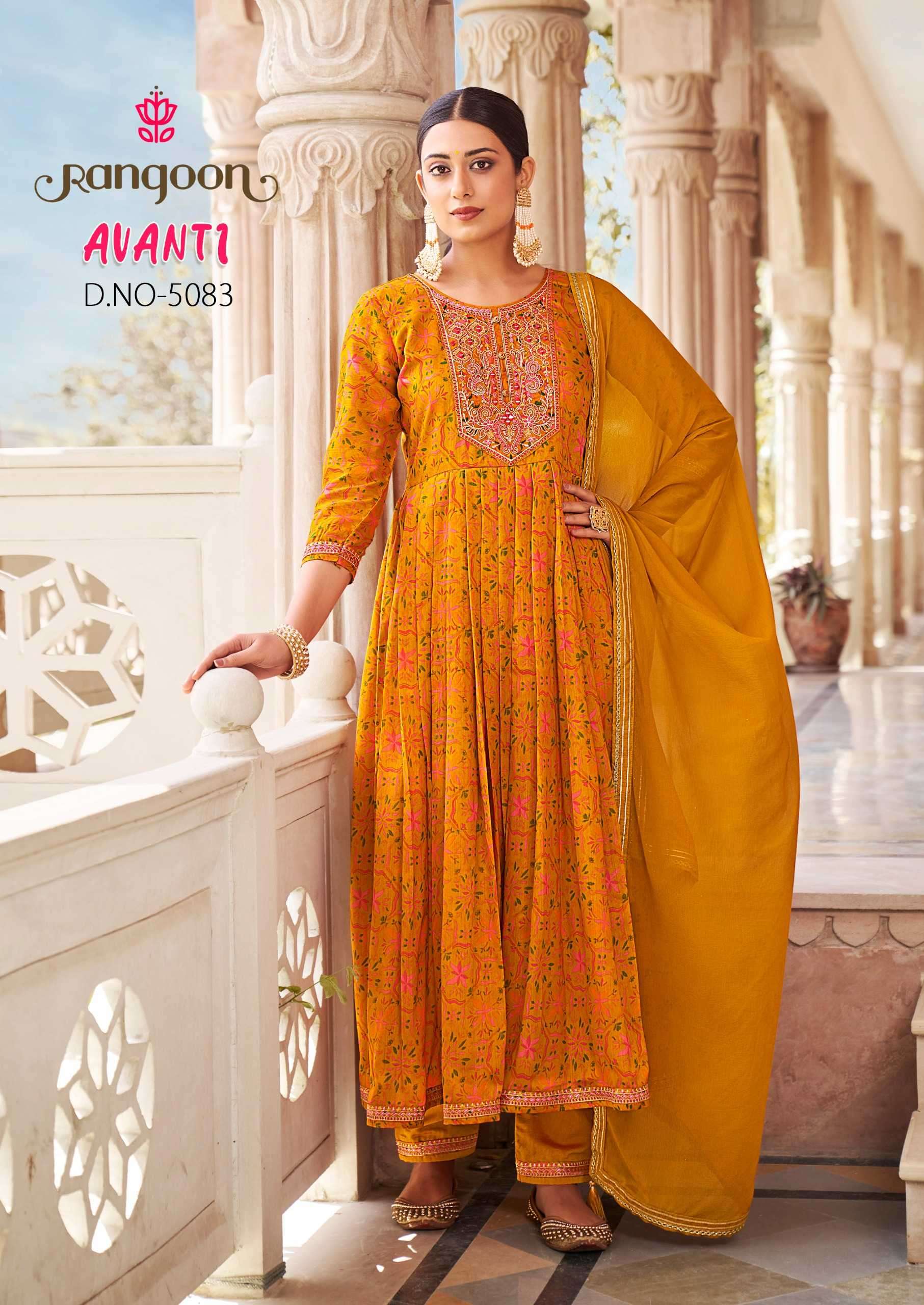 rangoon avanti series 5081-5084 Silk Print readymade suit 