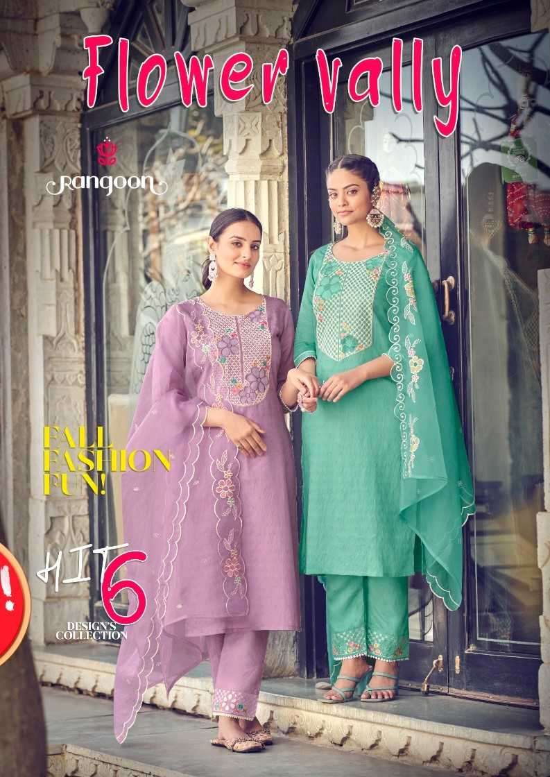 rangoon flower vally series 5031-5036 viscose readymade suit 