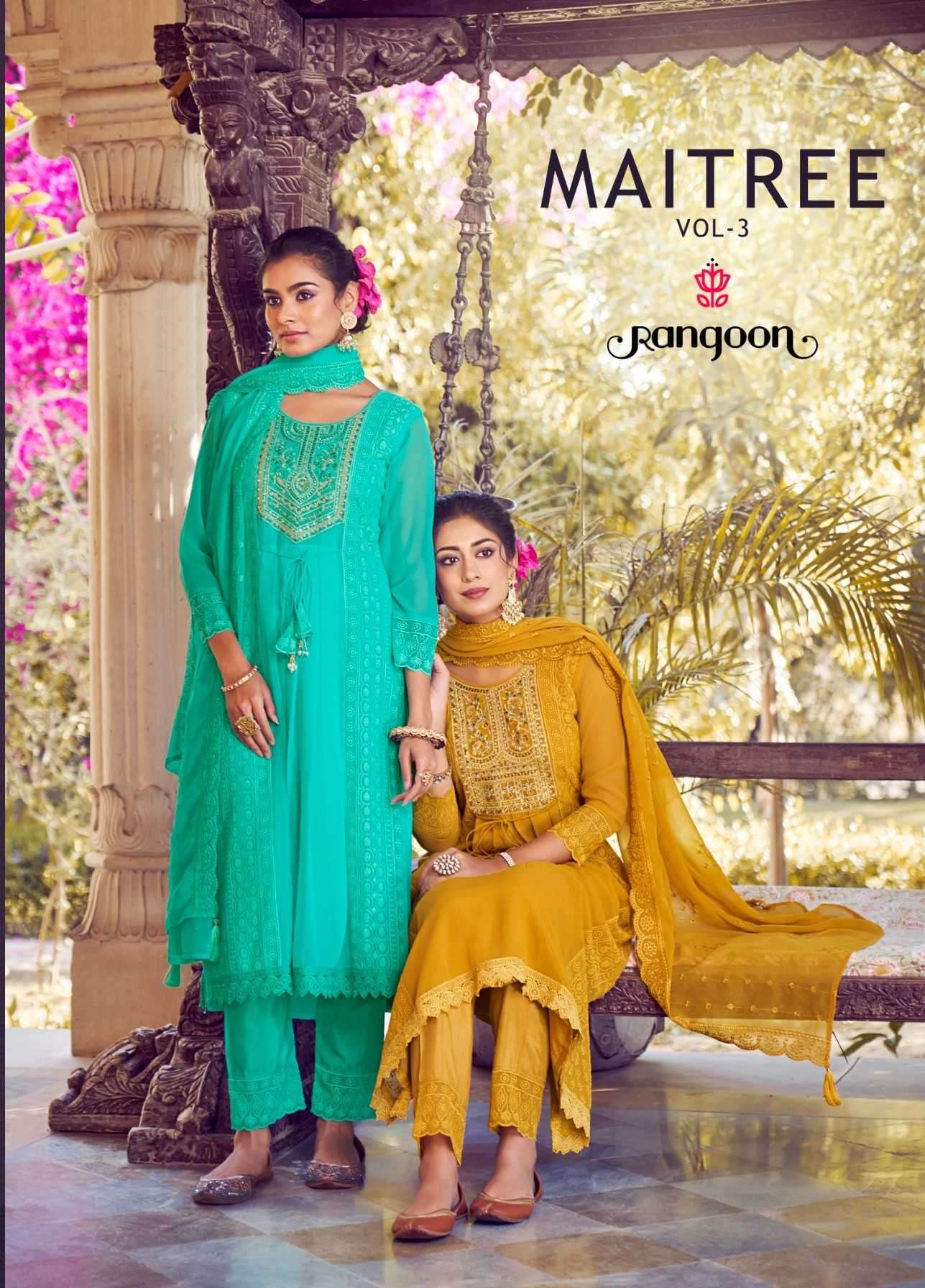 rangoon maitree vol 3 series 5061-5066 georgette readymade suit 