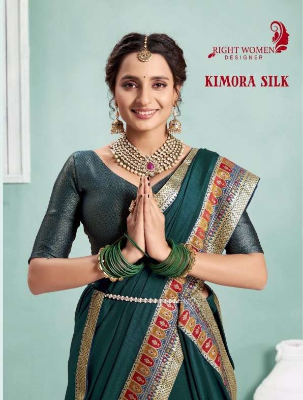 Right Women Kimora Silk designer Saree With Jari Lace Concept 