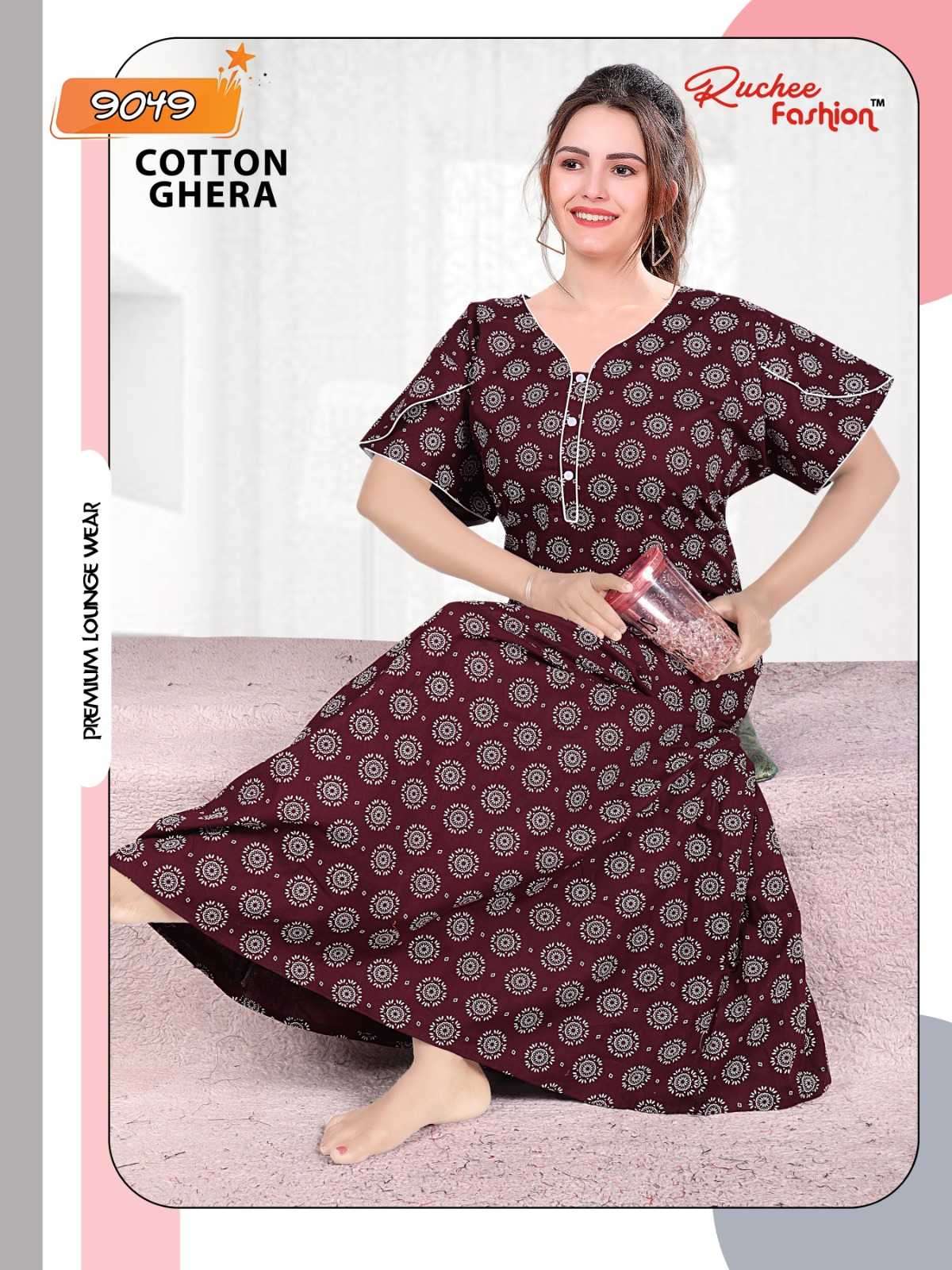 ruchee fashion cotton ghera 8900&9049 fancy ladies nighty gown