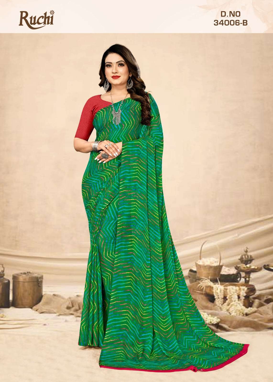 ruchi star chiffon lehriya 34006 Chiffon saree
