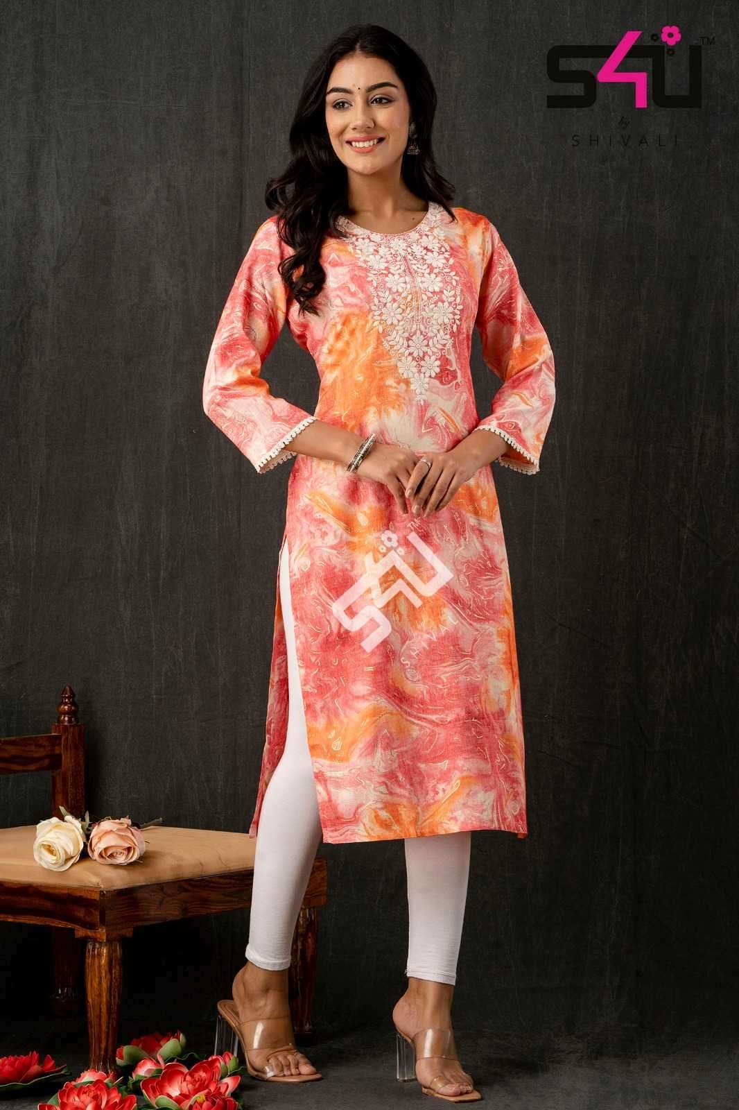 s4u 5-209 party wear kurti readymade combo set