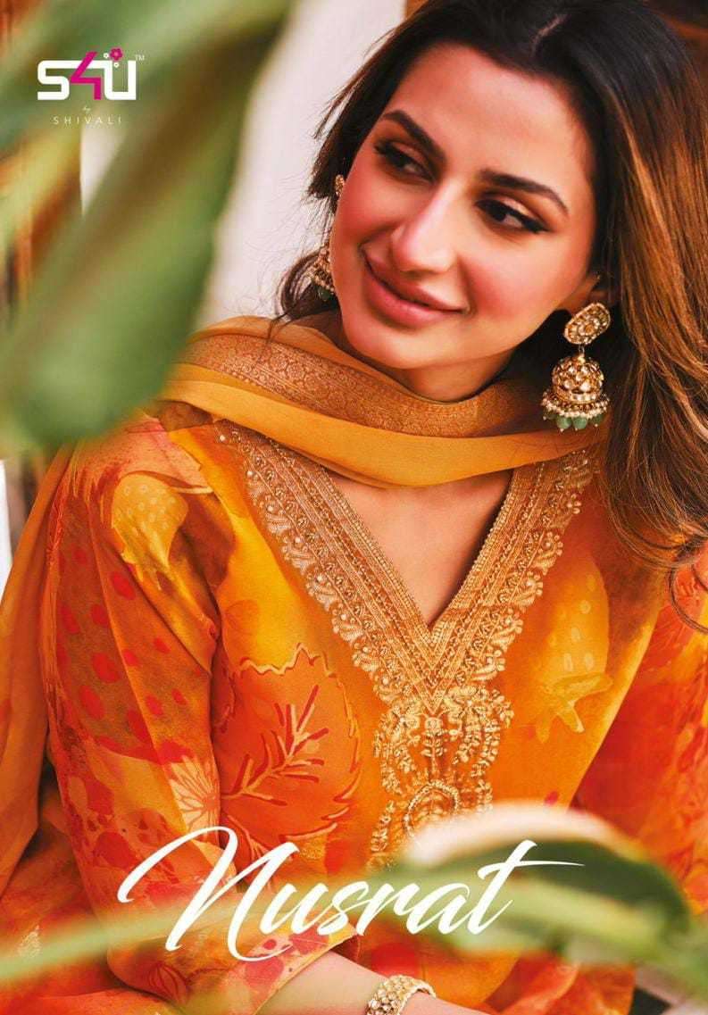 s4u nusrat series 01-04 organza readymade suit