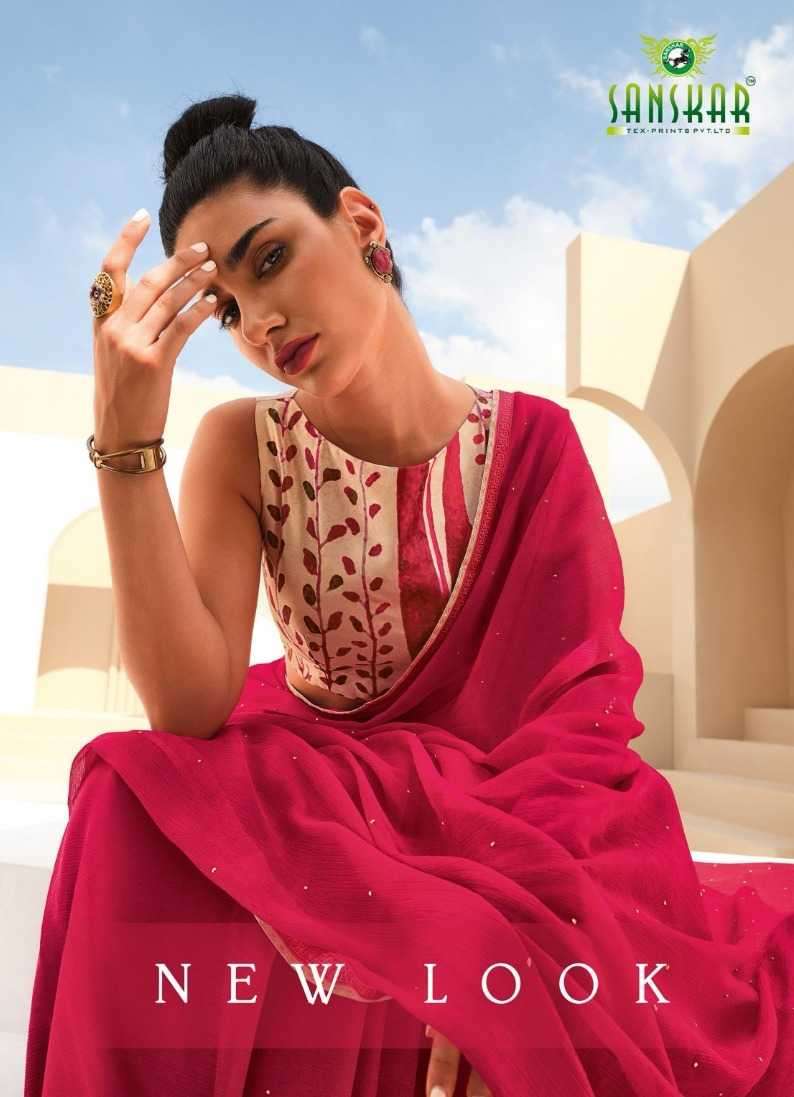 sanskar new look series 10001-10008 chiffon saree