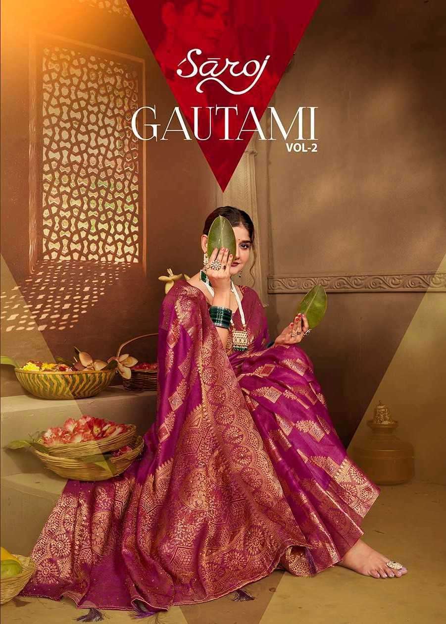 saroj gautami vol 2 series 1001-1006 Soft Khadi Organza Saree