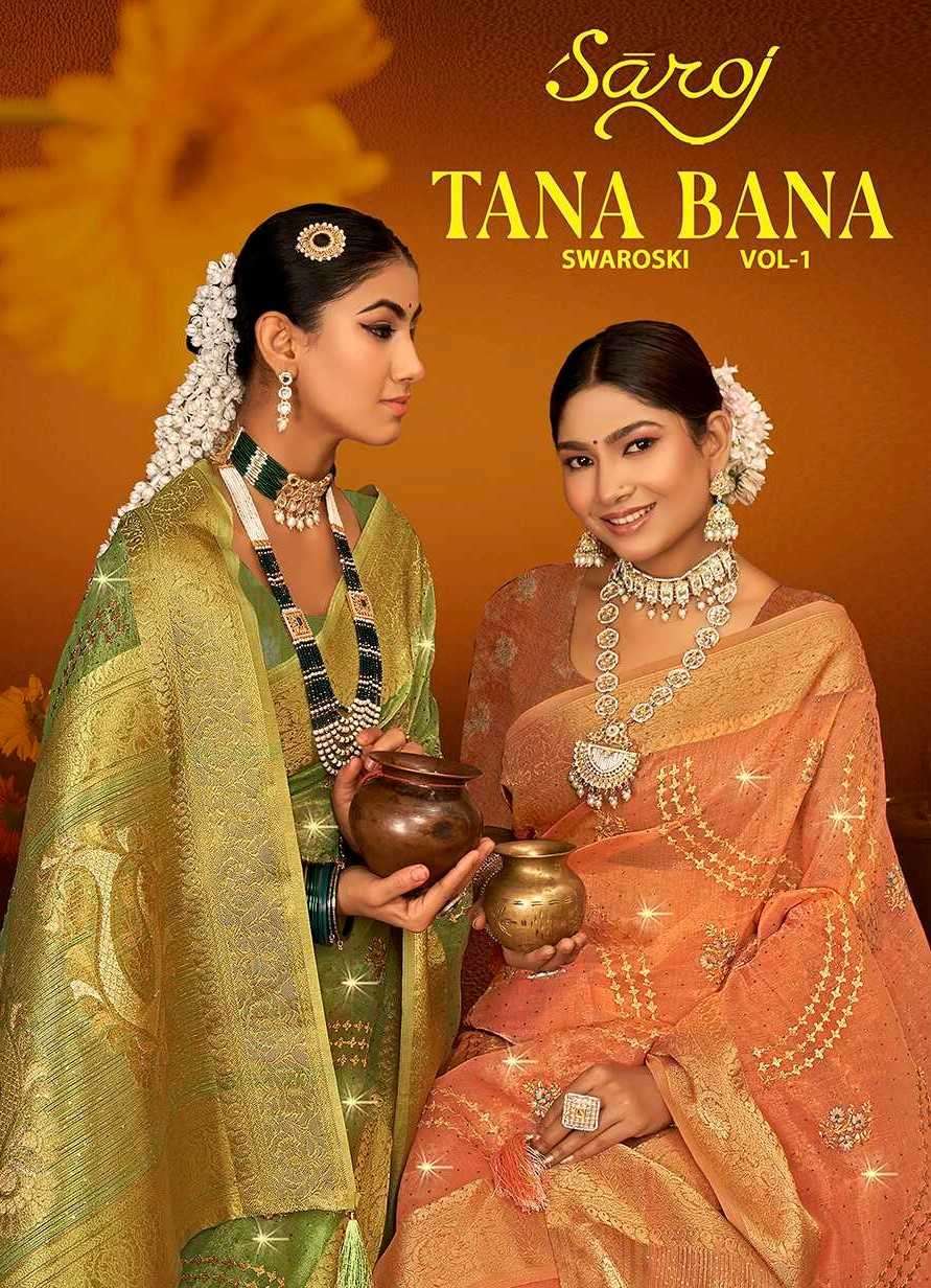 saroj tana bana vol 1 series 1001-1005 Heavy Khadi Orgenza Saree 