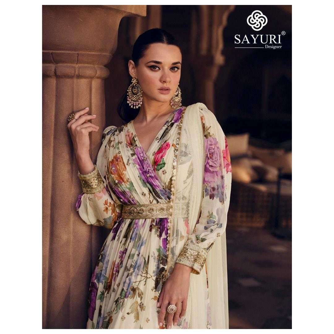 sayuri kesar series 5470-5474 real georgette gown with dupatta 