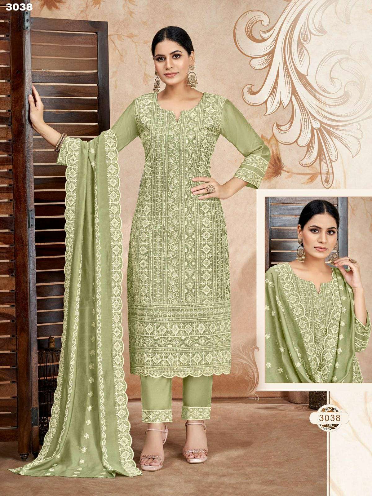 schiffli-1524 designer heavy georgette long flair gown 