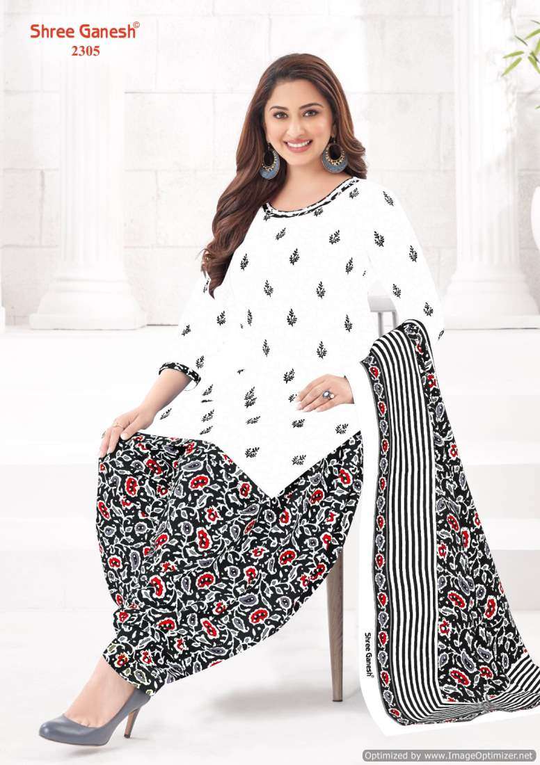 Shree Ganesh White And Black Vol-3 series 2301-2308 Pure Cotton suit