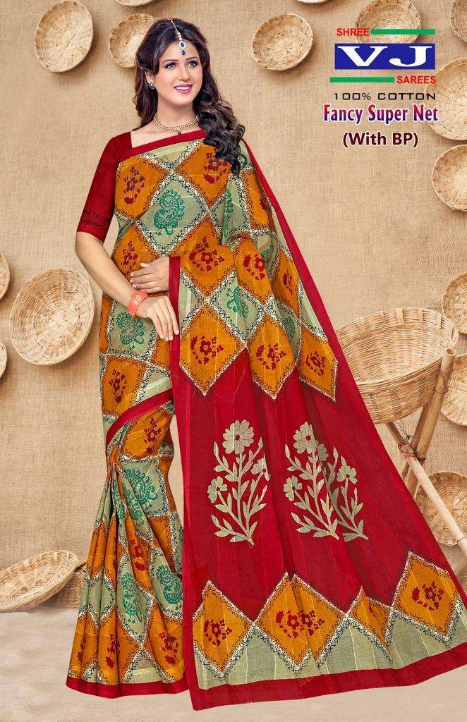 Shree VJ Fancy Super Net  Heavy Cotton Printed saree