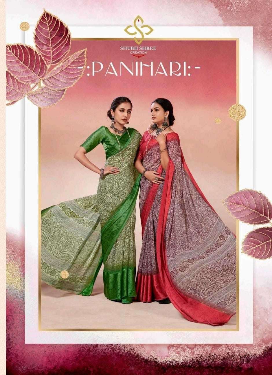 shubh shree Panihari series 1001-1006 weightless satin saree