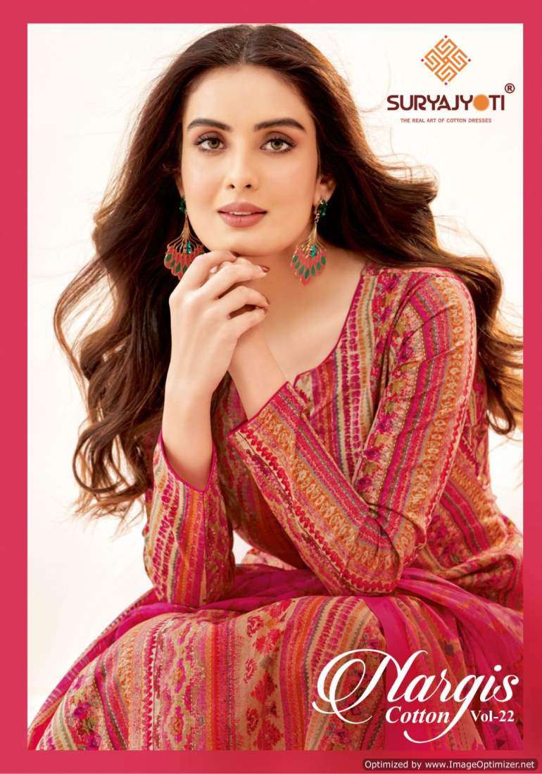 Suryajyoti Nargis Vol-22 series 22001-22010 Heavy Cambric Cotton suit
