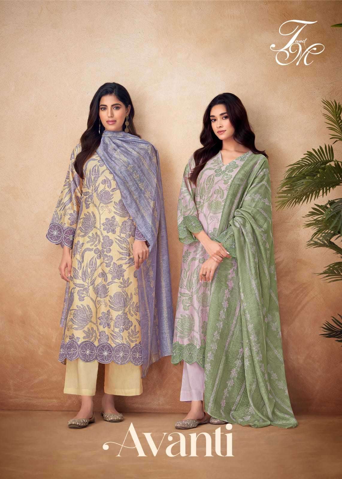 t & m designer avanti pure chanderi silk digital print suit 