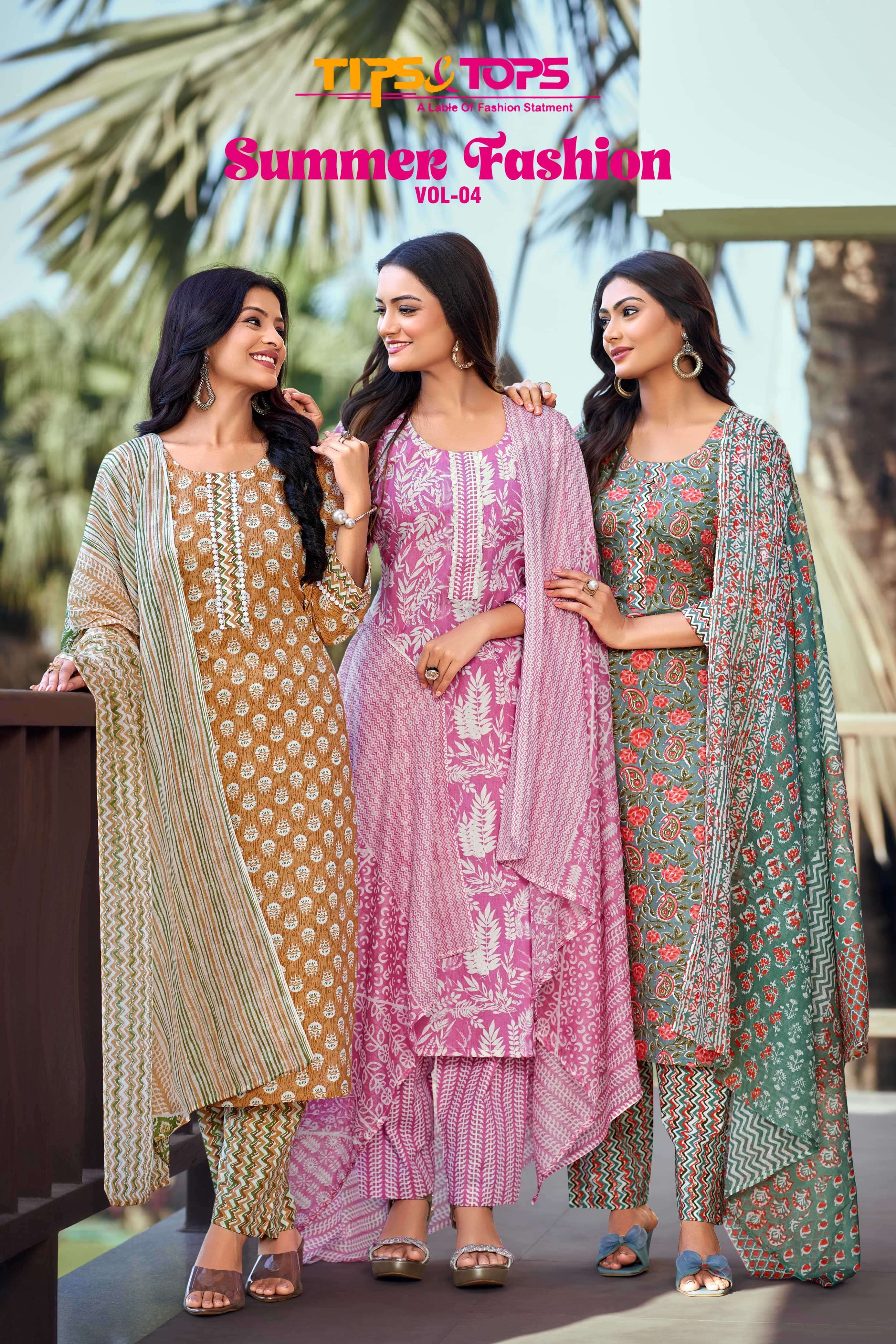 tips and tops summer fashion vol 4 series 1001-1006 Cotton Print readymade suit 