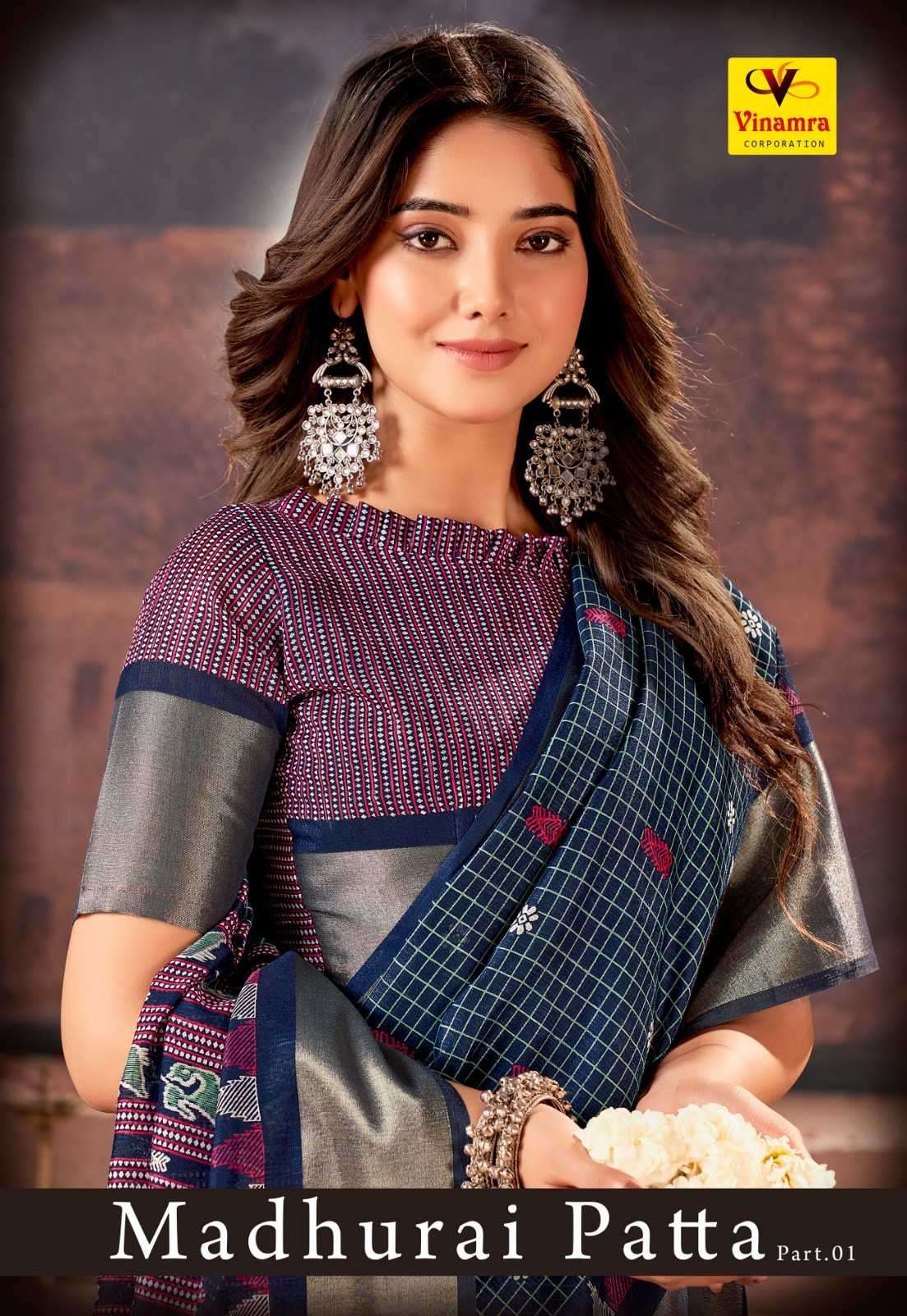 vinamra madhurai patta vol 1 series 5701-5708 cotton saree