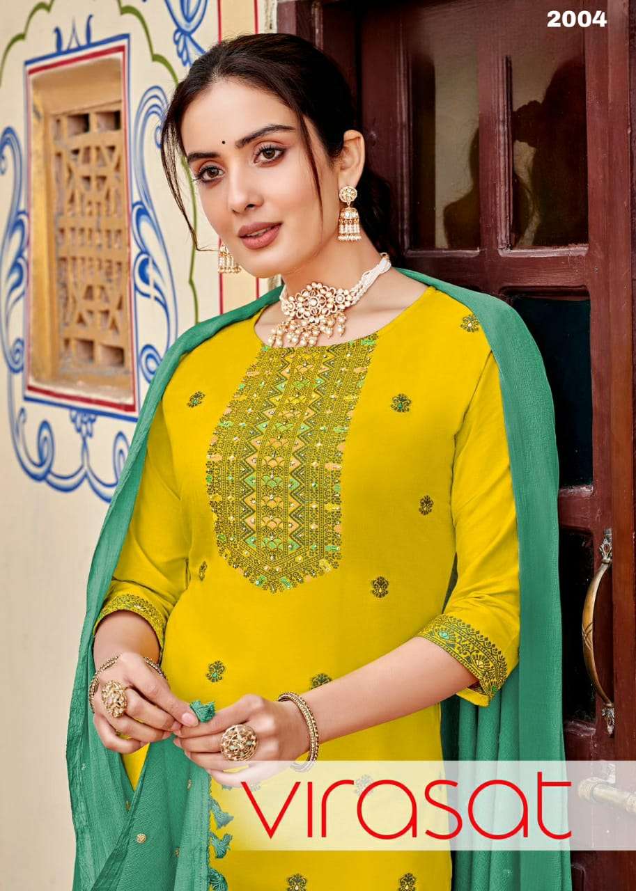 Virasat designer Pure Musline jacquard readymade suit 