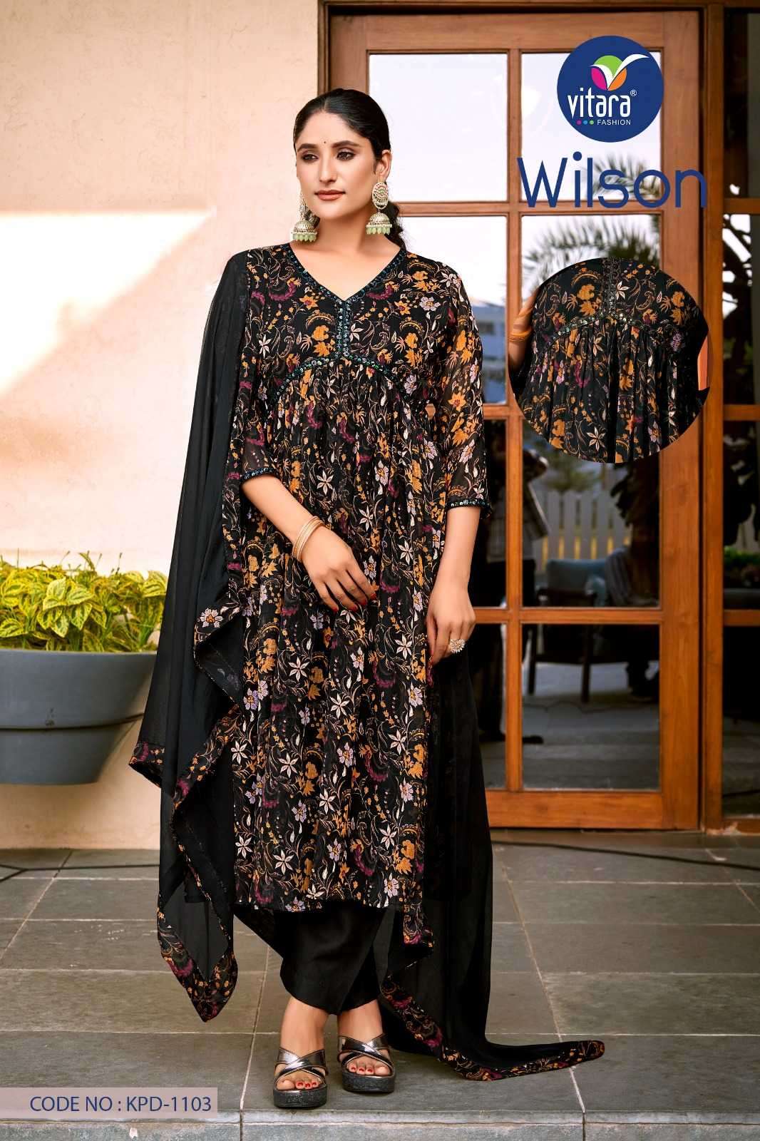 vitara fashion wilsion 1103 chiffon printed readymade suit 