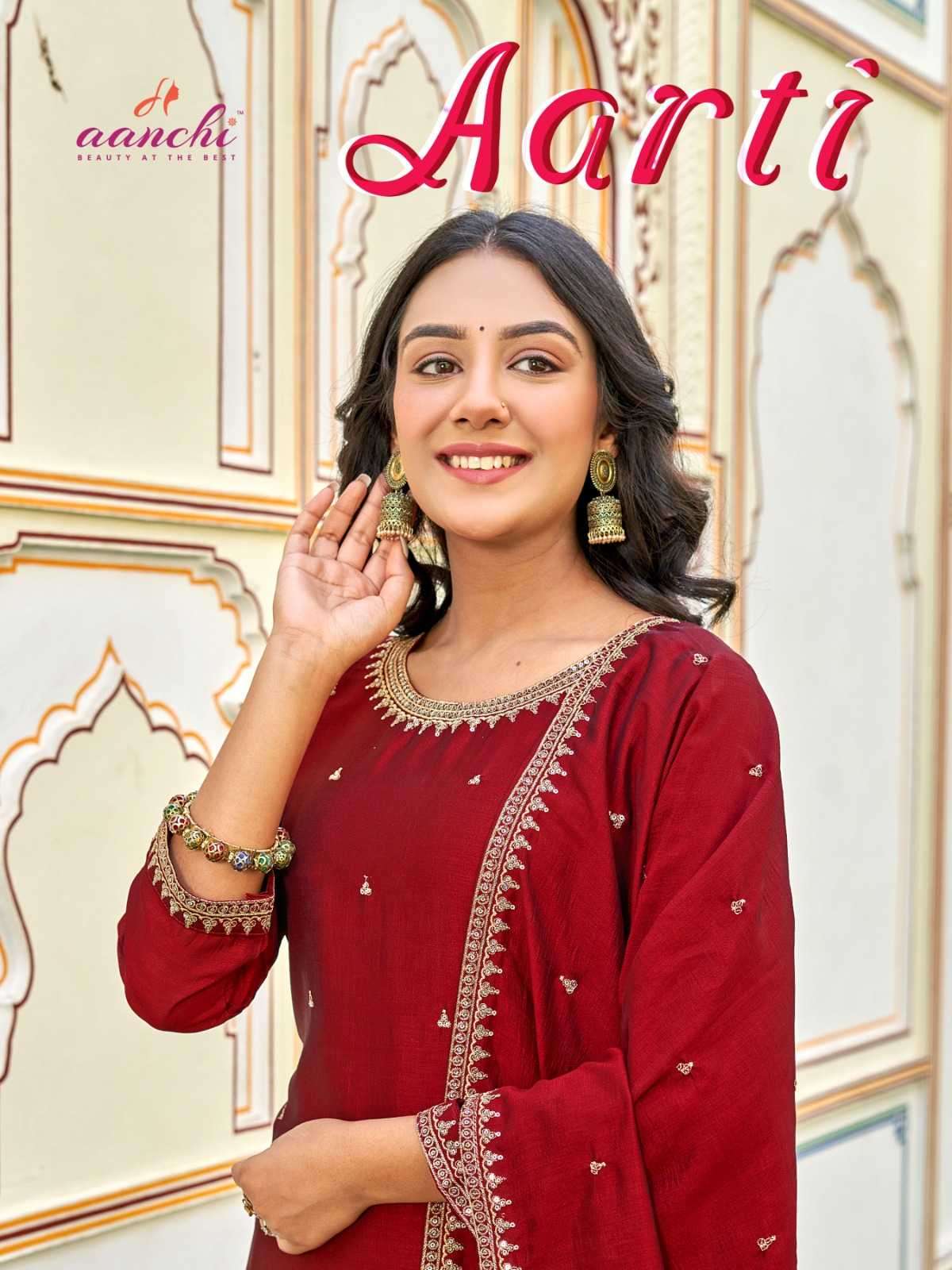 aanchi aarti series 1001-1004 vichitra readymade suit 