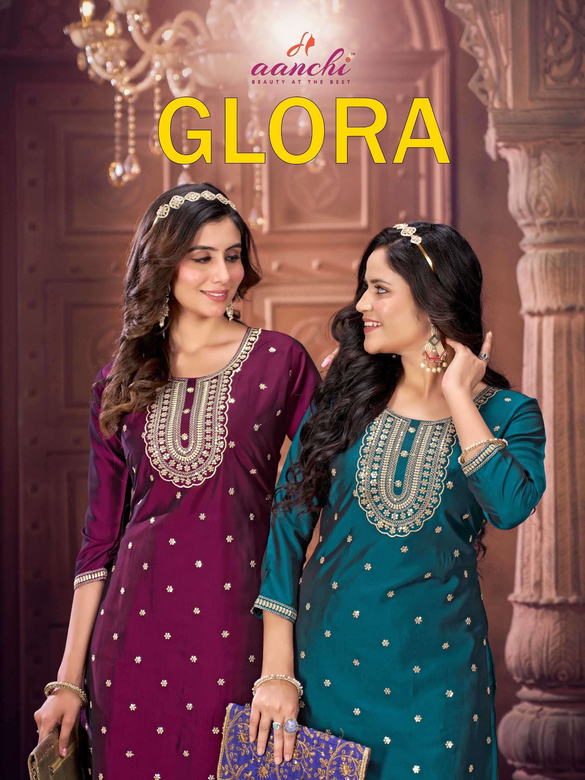 aanchi kurti glora series 1001-1005 rangeela silk kurti 