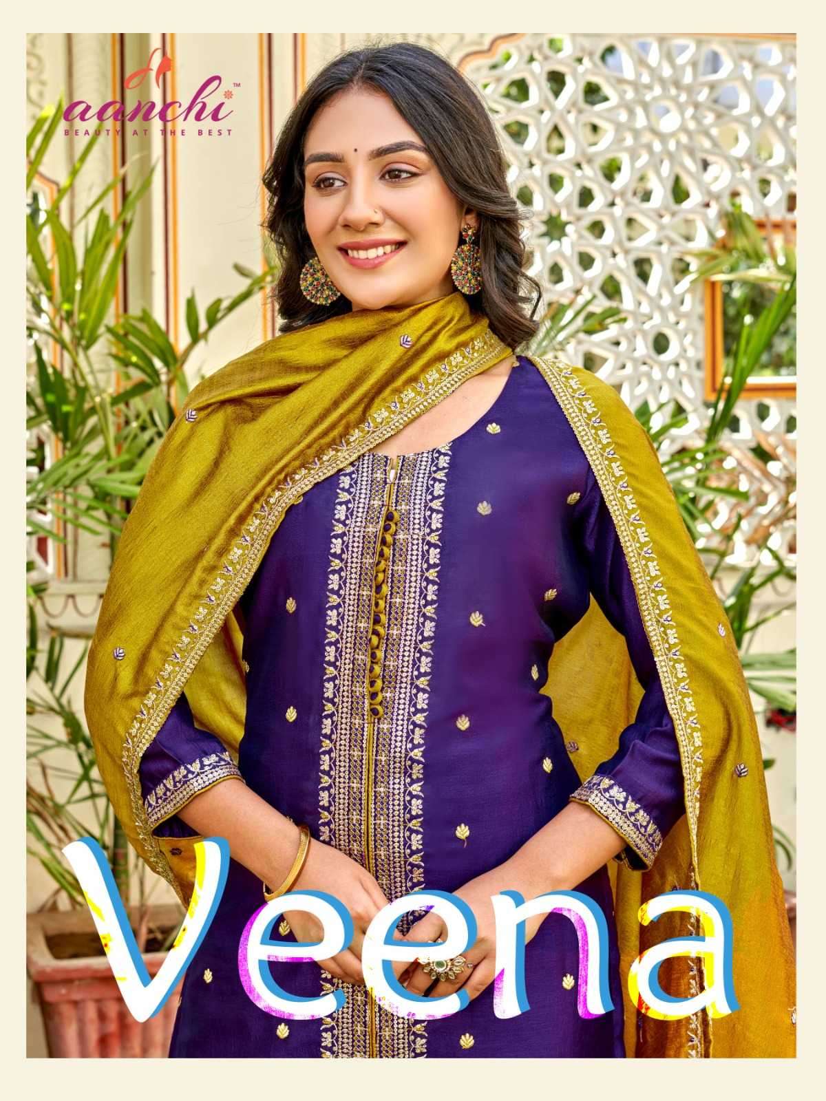 aanchi veena series 1001-1004 vichitra readymade suit 